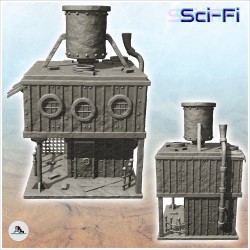 Base de survie en acier avec large cheminée en surplomb (1)