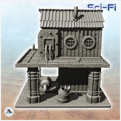 Post-apocalyptic building on two levels with supply pipes and armored door (4)