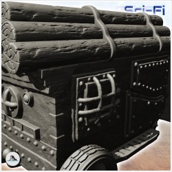Sci-Fi all-terrain truck for wood transport with four wheels (1)