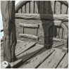 Bâtiment façonné en bateau avec murs en bois et balcon à cordes (5)