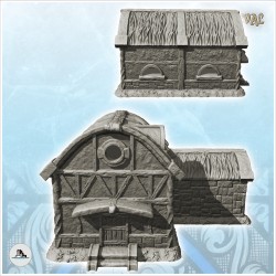 Medieval house with ladder and stable for animals (8)