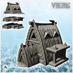 Thatched Viking house with...