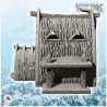 Maison viking à toit en chaume avec auvent et motifs (25)