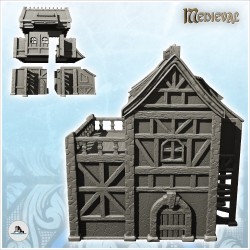 Large medieval half-timbered building with wooden terrace and annex (29)