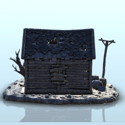 Maison abandonnée avec tronc d'arbre (1)