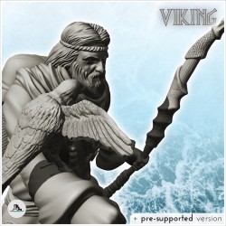 Vieux druide viking avec corbeau et bâton en bois (9)