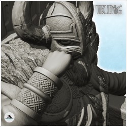 Roi viking à casque à cornes sur trône sculpté (12)