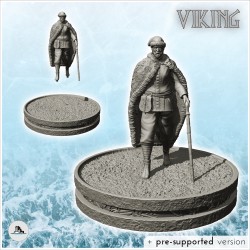 Aristocrate viking avec cape en peau de bête et canne (14)