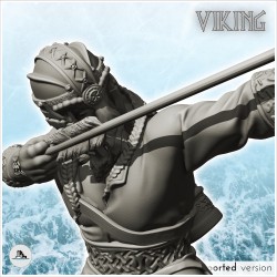 Archer viking tirant assis avec casque en métal (17)