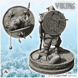 Guerrier viking avec casque à cornes et double haches de guerre (18)