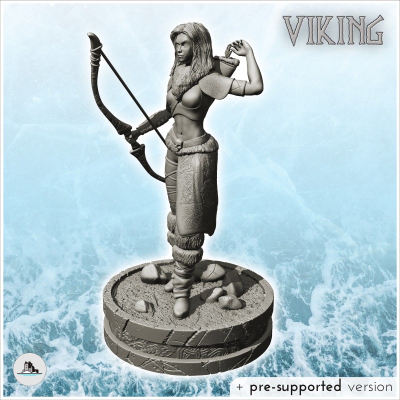 Femme archer viking avec bottes en cuir et armure en peau de bête (19)