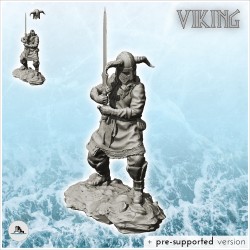 Guerrier viking avec casque à corne et épée à deux mains (21)