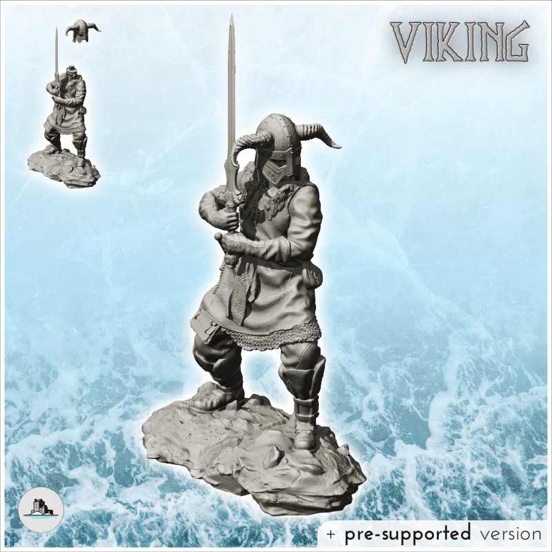 Viking warrior with horned helmet and two-handed sword (21)