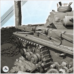 Carcasse de Panzer IV Ausf. F1 dans ruine de bâtiment