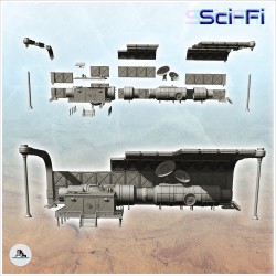 Grand base spatiale avec multiples modules et grande barrières protectrice en métal (27)