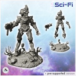 Alien warrior with alien plants and assault rifle (1)