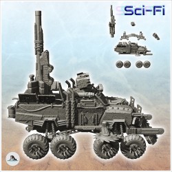 Gros pick-up à huit roues avec lance-missile et canon d'artillerie (3)