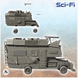 Post-apo camper van with high platform and turret (8)
