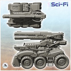 Véhicule de combat Sci-Fi à six roues avec canon laser (18)