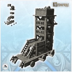 Wooden siege tower with six...