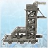 Wooden siege tower with six wheels and multiple floors (15)