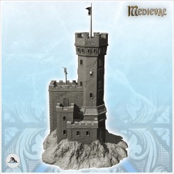 Stone castle with damaged keep and double flags (16)