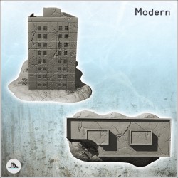 Grand immeuble d'habitation moderne endommagé à toit plat (1)