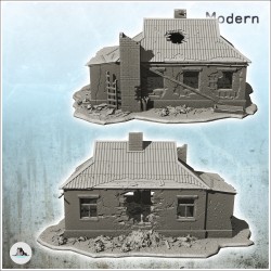Modern house with tin roof and external chimney (damaged version) (props included) (8)