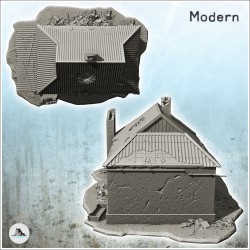 Modern house with tin roof and external chimney (damaged version) (props included) (8)