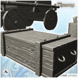 Medieval equipment set with cart, crate and axe (1)