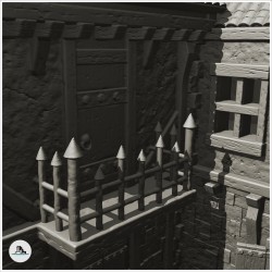 Large medieval house with spiked balcony and multiple floors (2)