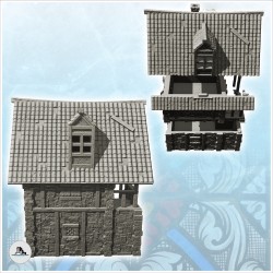Medieval house with tiled roof and large staircase and canopy (6)