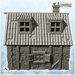 Maison médiévale en pierre à toit en tuiles avec doubles fenêtres de toit (8)