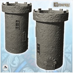 Large round medieval stone watchtower with wooden door (9)
