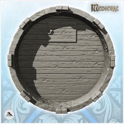 Large round medieval stone watchtower with wooden door (9)