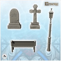 Set de pierres tombales et d'accessoires extérieurs pour cimetière (1)