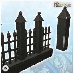 Iron fence set with stone posts and gate (2)