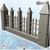 Set de clôture en fer avec poteaux en pierre et portail (2)