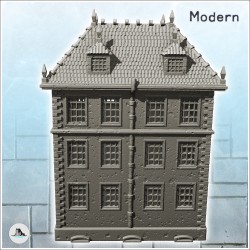 Grande maison moderne avec piques de toit et triple étages (6)