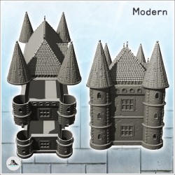 Large modern castle with quadruple corner towers and central entrance (8)