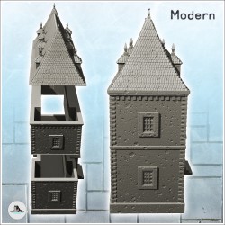 Grande maison moderne avec haut toit à piques et entrée sous auvent (9)