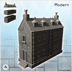 Maison moderne à toit en tuiles à piques avec entrée latérale (10)