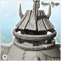 Orc round house with wooden roof and horn decorations (3)