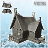 Maison viking en bois sur plateforme avec double escalier et annexe (12)