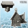 Wooden viking house on platform with double stairs and annex (12)