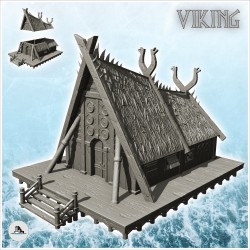 Viking house with large façade and wooden platform (13)