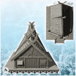 Maison viking avec grande façade et plateforme en bois (13)