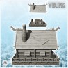 Maison viking en rondins avec escalier d'accès et cheminée (14)
