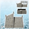 Maison viking en pierre et en bois avec toit de chaume et fenêtre (15)