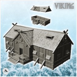 Wooden Viking building with...
